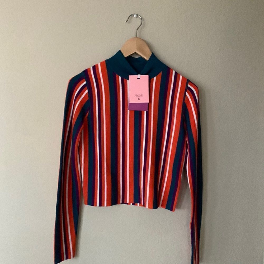 Victor Glemaud x Target Striped Mock Turtleneck Pullover Sweater - Picture 2 of 10